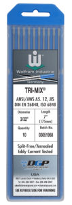Tri-Mix Wolfram Tungsten Electrodes Alternative to 2% Thoriated
